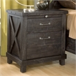 Pemberly Row Contemporary Solid Pine Wood 2 Drawer Nightstand in Black