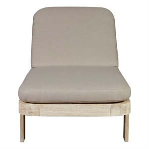 Pemberly Row Contemporary Outdoor Solid Teak Wood Sun Lounger in Grey