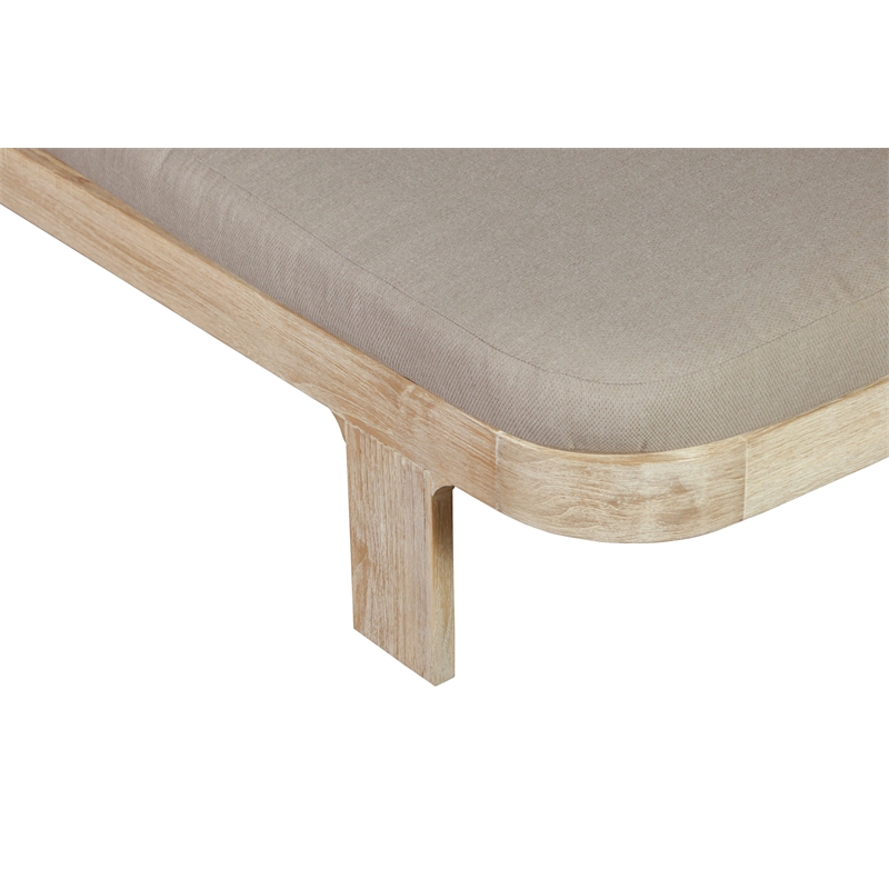 Pemberly Row Contemporary Outdoor Solid Teak Wood Sun Lounger in Grey