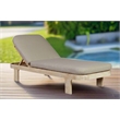 Pemberly Row Contemporary Outdoor Solid Teak Wood Sun Lounger in Grey