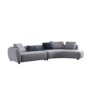 Pemberly Row Contemporary 154&quot Sectional Fabric Sofa in Gray