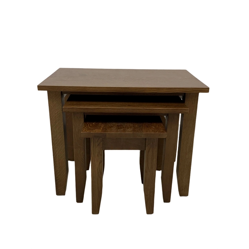 Pemberly Row Contemporary Mission Oak Nesting Tables Set of 3 in Walnut
