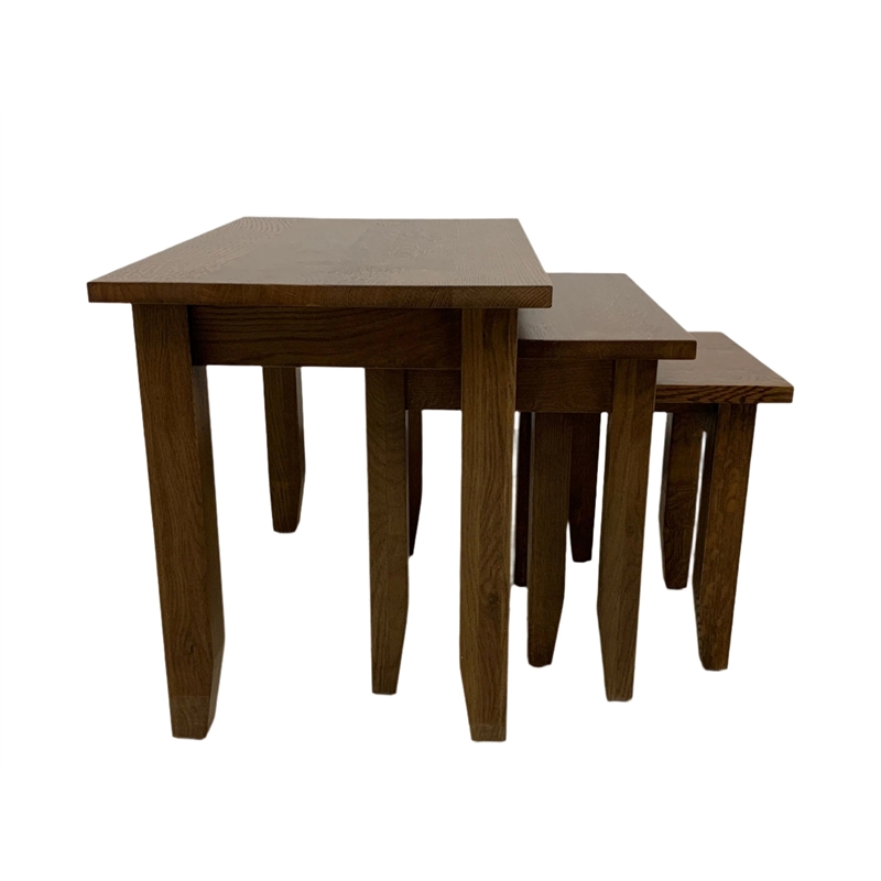 Pemberly Row Contemporary Mission Oak Nesting Tables Set of 3 in Walnut