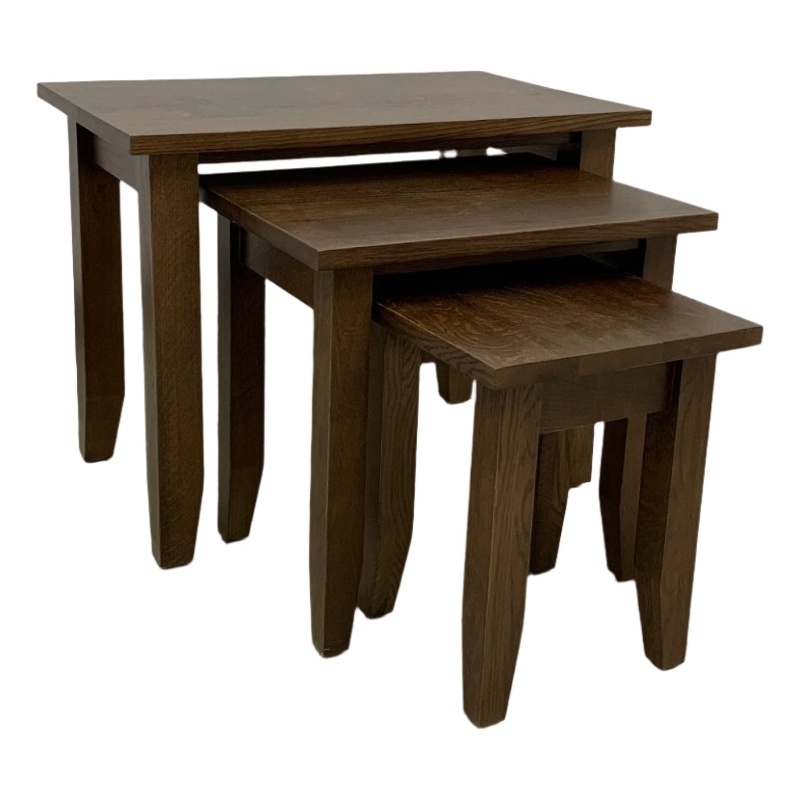Pemberly Row Contemporary Mission Oak Nesting Tables Set of 3 in Walnut