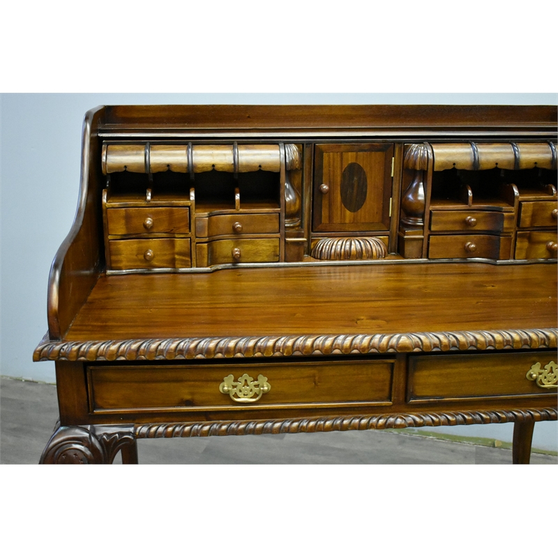 Pemberly Row Contemporary Escritoire Secretary Desk in Brown Walnut