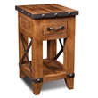 Pemberly Row Contemporary Solid Pine Wood 1 Drawer Side Table in Brown