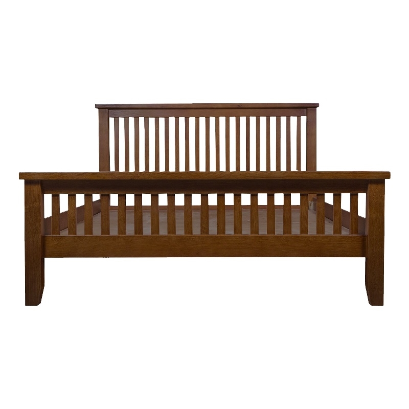 Pemberly Row Mission Quarter Sawn Oak Slat Queen Bed in Walnut