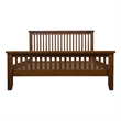 Pemberly Row Mission Quarter Sawn Oak Slat Queen Bed in Walnut