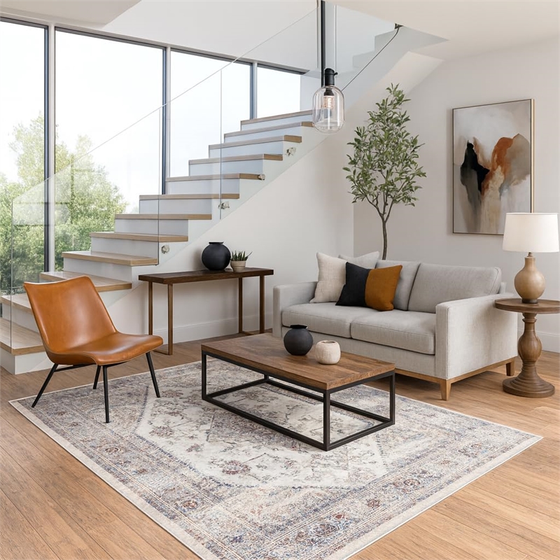 Pemberly Row Serapi Soft Washable Non Slip Area Rug (5.7' x 7.8')