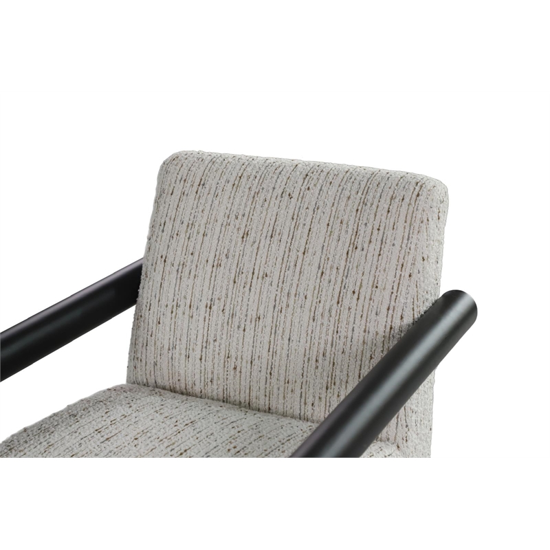 Pemberly Row Mid-Century Fabric Upholstered Arm Chair in Ivory/White Finish