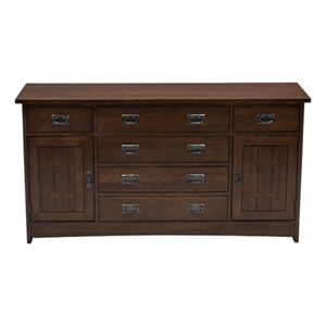 Pemberly Row Contemporary Mission 6-Drawer 62&quot Sideboard in Walnut