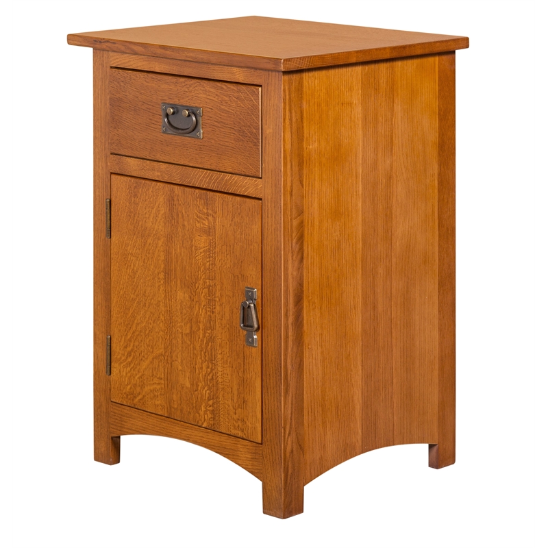 Pemberly Row Mission Quarter Sawn Oak 1 Door/Drawer Nightstand in Cherry