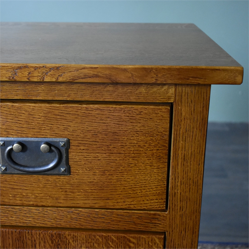 Pemberly Row Mission Quarter Sawn Oak 1 Door/Drawer Nightstand in Cherry