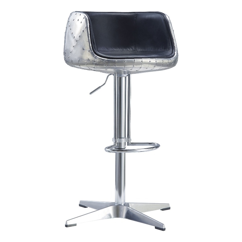Pemberly Row Contemporary Adjustable Height Bar Stool in Slate
