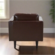 Pemberly Row Contemporary Top Grain Leather Arm Chair in Chocolate Brown