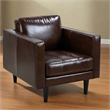 Pemberly Row Contemporary Top Grain Leather Arm Chair in Chocolate Brown