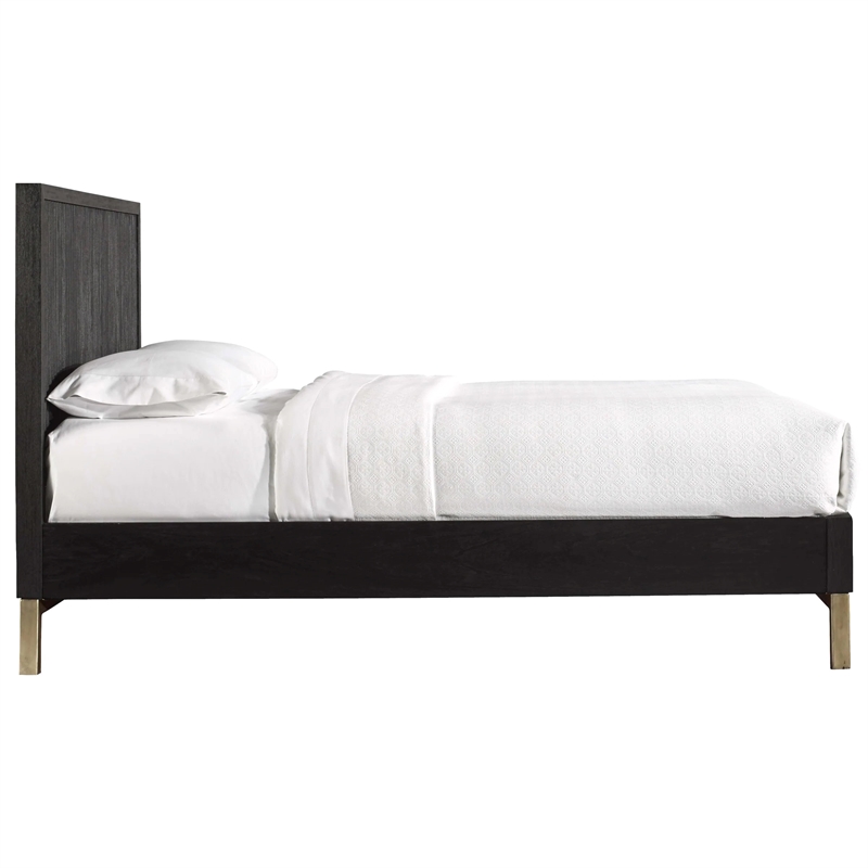 Pemberly Row Contemporary Queen Platform Bed in Black and Gold