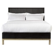 Pemberly Row Contemporary Queen Platform Bed in Black and Gold