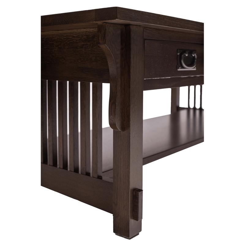 Pemberly Row Mission Crofter Style 6 Drawer Coffee Table in Walnut