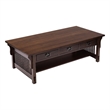 Pemberly Row Mission Crofter Style 6 Drawer Coffee Table in Walnut