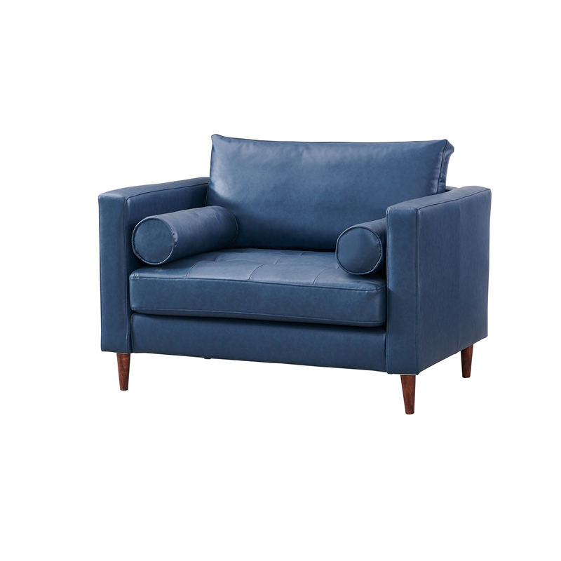 Pemberly Row High Density Sponge Foam Eco Leather Arm Chair in Blue
