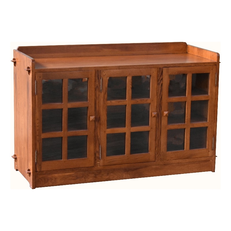 Pemberly Row Contemporary Mission Oak 3 Door Console in Michael's Cherry