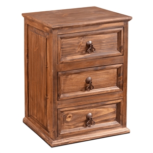 Pemberly Row Contemporary 3 Drawer Nightstand in Brown Wax (Set of 2)
