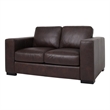 Pemberly Row Contemporary Top Grain Italian Leather Love Seat in Dark Brown