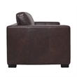 Pemberly Row Contemporary Top Grain Italian Leather Love Seat in Dark Brown