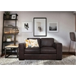 Pemberly Row Contemporary Top Grain Italian Leather Love Seat in Dark Brown