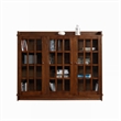 Pemberly Row Contemporary Mission Oak 3 Door Display Bookcase in Walnut