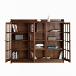 Pemberly Row Contemporary Mission Oak 3 Door Display Bookcase in Walnut