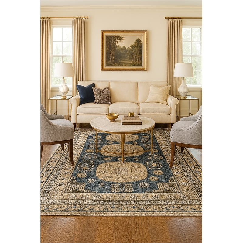 Pemberly Row Ushak Soft Washable Non Slip Area Rug (5.7' x 7.8')
