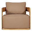 Pemberly Row Outdoor Solid Teak Wood Revolving Chair in Brown