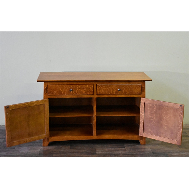 Pemberly Row Mission Solid Quarter Sawn Oak Cabinet in Cherry