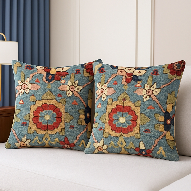 Pemberly Row Luxurious Accent 2 Cushion Covers + Inserts in Multi Color