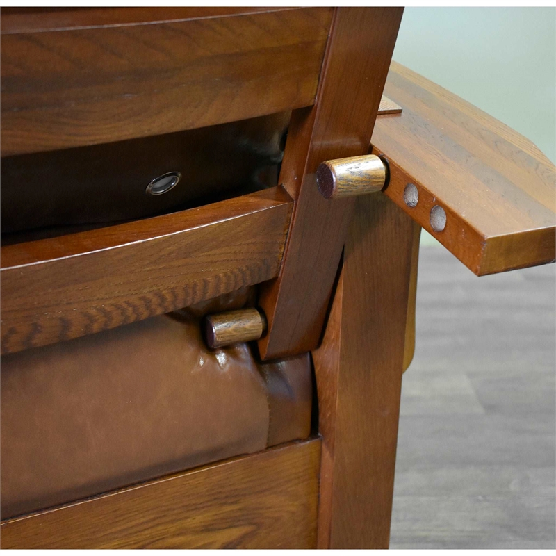 Pemberly Row Contemporary Mission Arm Chair & Ottoman in Chestnut