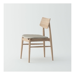 Pemberly Row Set of 2 Mid-Century Dining Chairs - Solid Oak Wood and Fabric seat