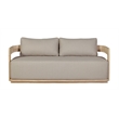 Pemberly Row Outdoor Solid Teak Wood Love seat Natural in Gray