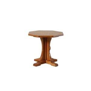 Pemberly Row Mission Solid Oak Mouse Detail End Table in Walnut
