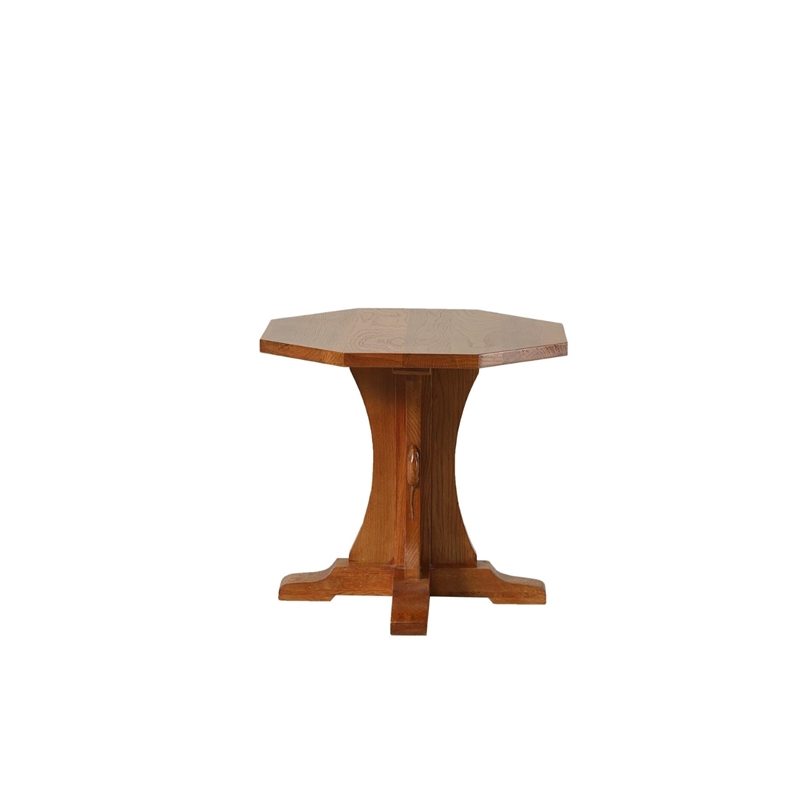 Pemberly Row Mission Solid Oak Mouse Detail End Table in Walnut