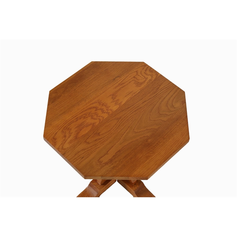 Pemberly Row Mission Solid Oak Mouse Detail End Table in Walnut