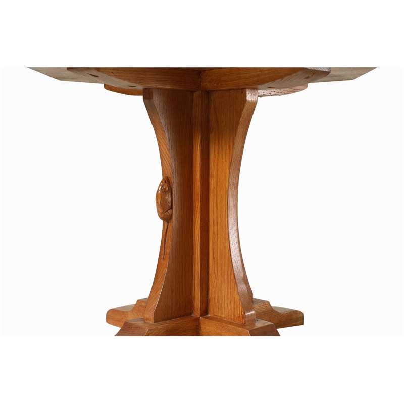 Pemberly Row Mission Solid Oak Mouse Detail End Table in Walnut