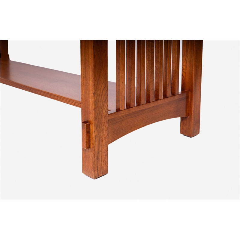 Pemberly Row Mission 3 Drawer Crofter Style Console Table in Cherry