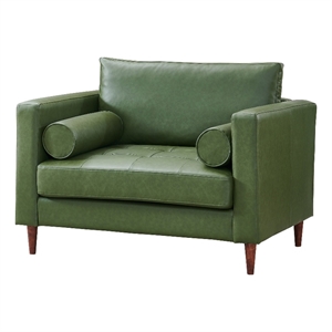 Pemberly Row High Density Sponge Foam Eco Leather Arm Chair in Green
