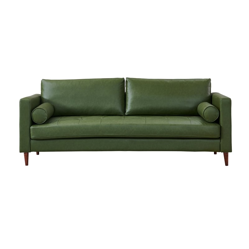 Pemberly Row High Density Sponge Foam Eco Leather Sofa in Green