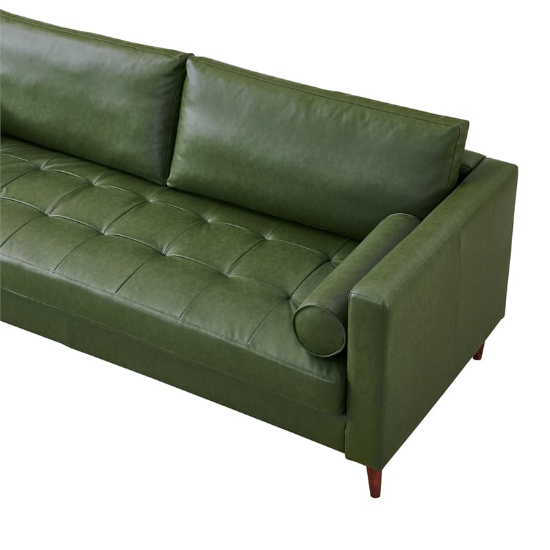 Pemberly Row High Density Sponge Foam Eco Leather Sofa in Green