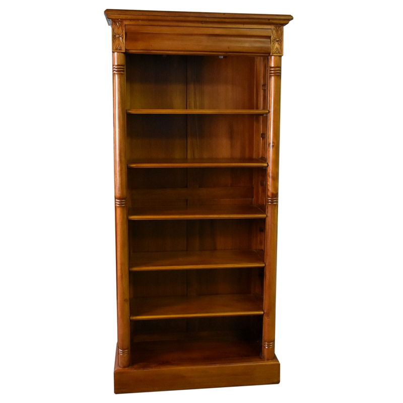 Pemberly Row Contemporary Open Bookcase in Light Brown Walnut