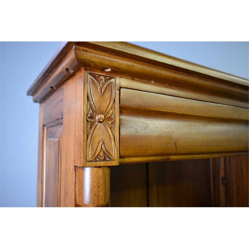 Pemberly Row Contemporary Open Bookcase in Light Brown Walnut