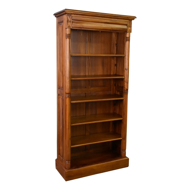 Pemberly Row Contemporary Open Bookcase in Light Brown Walnut